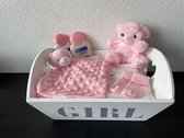 Kraamcadeau Beertje Soft Touch Roze Meisje + Dermocare