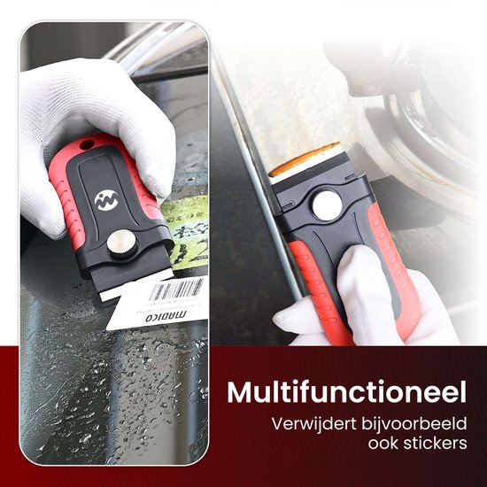 Inductie Maatje® – De Originele Glasschraper – inductie kookplaat schraper – Geschikt voor glas oppervlakten - 10 RVS mesjes