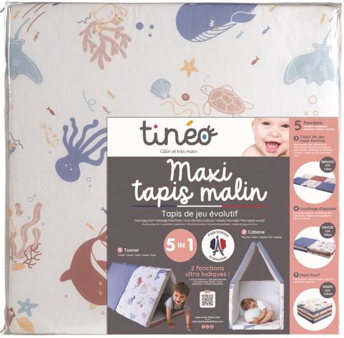 TINEO Maxi Tapis Malin Jungle Buddies 5 en 1 - Evolutif