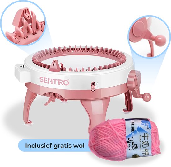 Breimolen XL - Punnikmolen - Molen om te Breien - Knitting Machine - Breiring - Breiringen - Breihaak - Breiraam - Knitting Loom - Breipakket - Sentro Breimolen - Breimolen voor Volwassene - Breimachine met 48 Naalden - Inclusief 5 GRATIS Bollen Wol