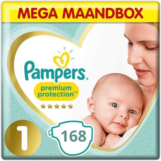 Pampers Premium Protection - Maat 1 - Mega Maandbox - 168 luiers | bol.com