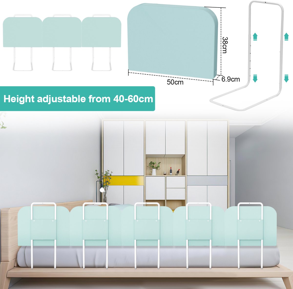 Safetythings Bedhekje 100 cm | opvouwbaar | Grijs