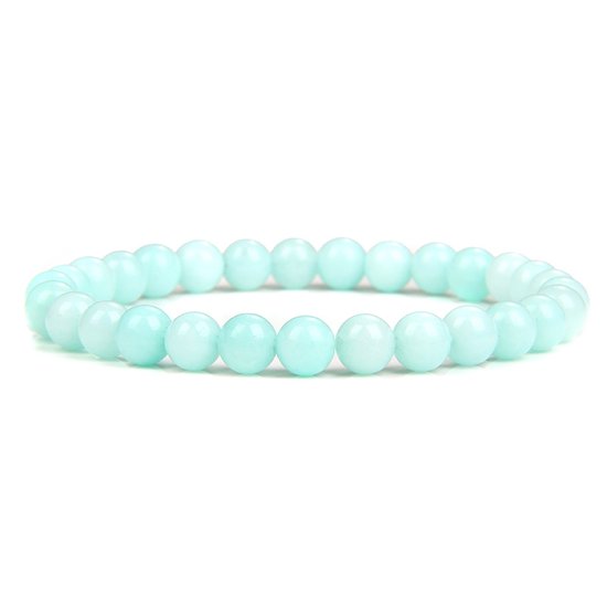 Bixorp Gems Bracelet en pierres précieuses Amazonite bleue 6 mm - Bracelets de perles de pierres précieuses - Cadeau spirituel - 18 cm