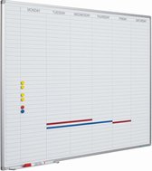 Whiteboard Deluxe - 60x90cm - Planning - Acier émaillé - Agenda hebdomadaire - Agenda mensuel - Agenda annuel - Magnétique - Wit - Anglais