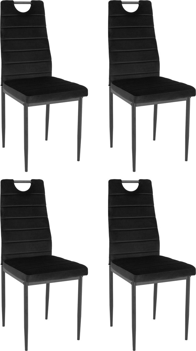 Notio Living Mandy-Eetkamerstoel - Set van 4 - Zwart Fluweel