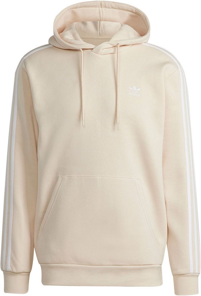 Adidas originals hoodie with trefoil logo cheap print 3 stripes in beige fh6885