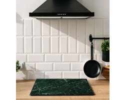 Inductiebeschermer - Marmer Barsten Groen - 90x52 cm - Inductiebeschermer - Inductie Afdekplaat Kookplaat - Inductie Mat - Anti-Slip - Keuken Decoratie - Keuken Accessoires