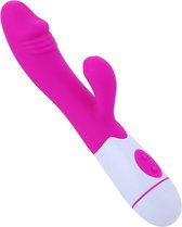 Erodit® Tarzan dildo vibrator - Bunny Vibrator-Geribbelde eikel stimulatie clitoris- g-spot - Anaal prostaat vibrators voor mannen- vibrators voor vrouwen -Roze, 19,5 cm- excl batterij- Sex speeltjes- Erotiek- Seksspeeltjes voor koppels