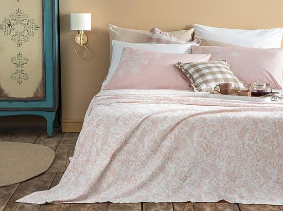 English Home Summer blanket - Bedsprei incl. 1 kussensloop en onderlaken - 150x220 cm - Roze