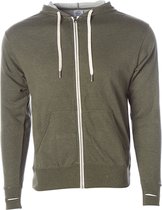 Unisex Zipped Hoodie 'French Terry' met capuchon Olive - L