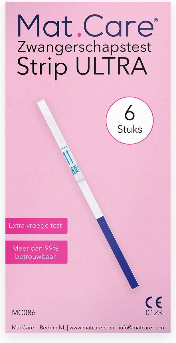 Goedkoopste Mat Care zwangerschapstest Strip Ultra - vroege zwangerschapstesten - extra gevoelig - 6 stuks