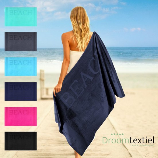 Droomtextiel® Beach Drap de plage xxl 100x200 cm - Blauw Marine - 100% Katoen Doux - Qualité Solide