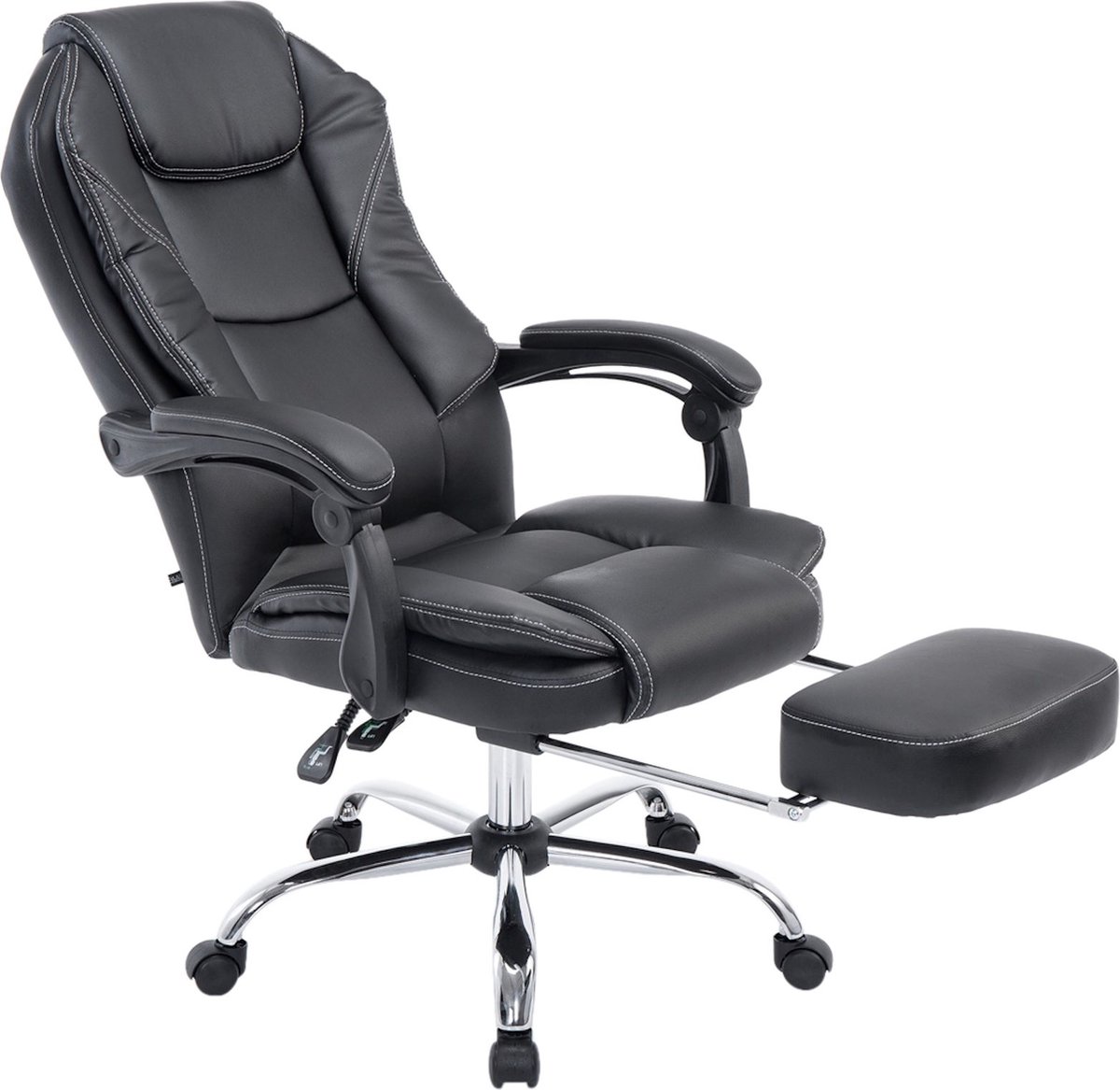 Deluxe Bureaustoel XL - Op wielen - Zwart - Ergonomische bureaustoel - Voor volwassenen - Gamestoel Kunstleer - In hoogte verstelbaar