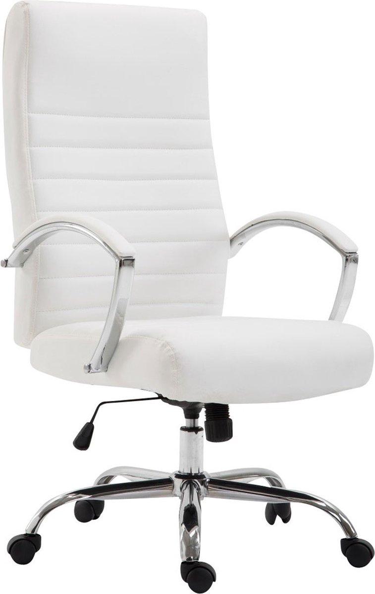 Bureaustoel Fulvia XXL - Op wielen - Wit - Kunstleer - Ergonomische bureaustoel - Voor volwassenen - In hoogte verstelbaar