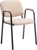 Bezoekersstoel - Eetkamerstoel - Gerolt - Witte stof - zwart frame - comfortabel - modern design - set van 1 - Zithoogte 47 cm - Deluxe