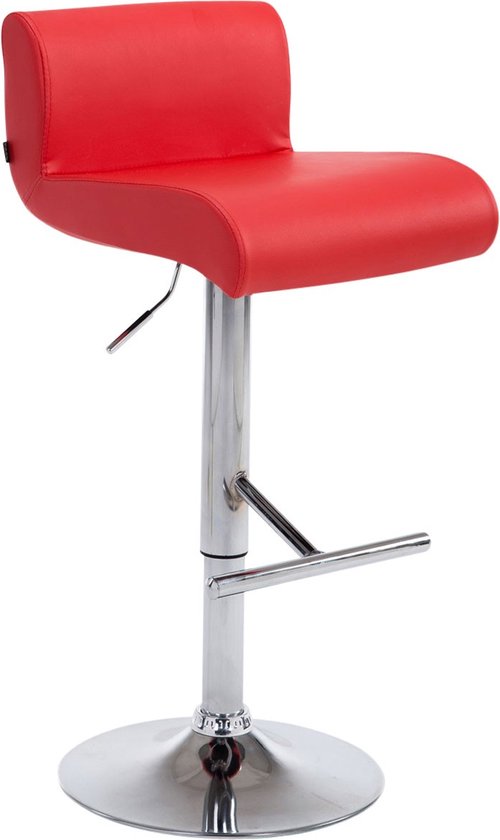 Barkruk deluxe - Met rugleuning - In hoogte verstelbaar - Set van 1 - Ergonomische - barstoelen - Keuken - Rood - 64-84cm