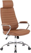 Chaise de bureau Silvia - cuir véritable - Marron - Ergonomique - 50x45x128cm Réglable en hauteur - Hauteur d'assise 46 - 57cm - Deluxe - Cadeau fête des mères