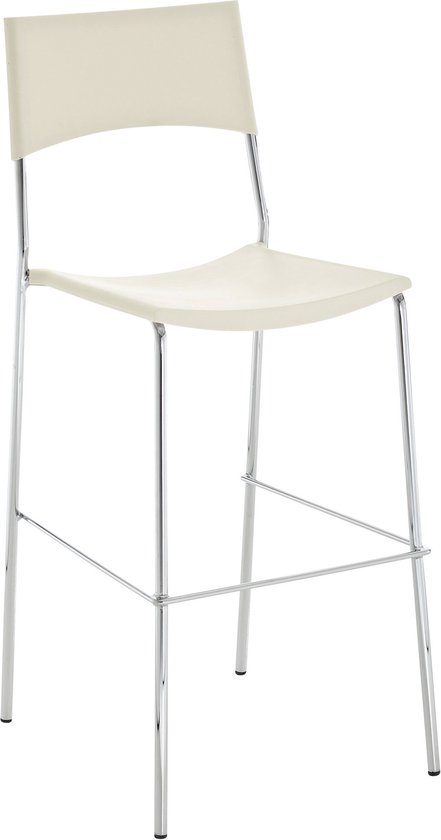 Barstoel met rugleuning - Set van 1 - Ergonomisch - Barstoelen voor keuken of kantine - Creme - Zithoogte 77cm