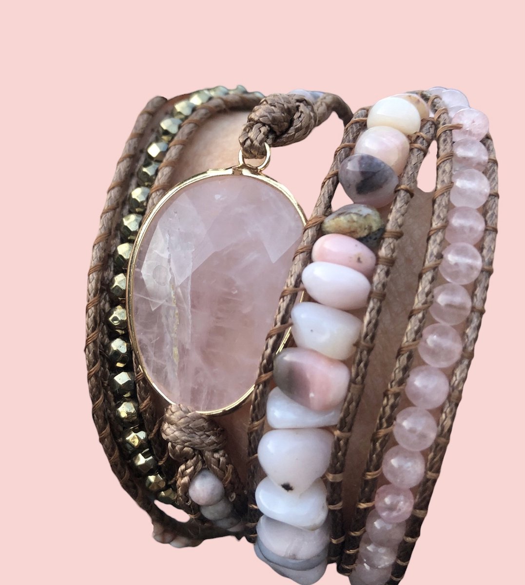 Stijlvolle Boho Wikkel Armband - Trendy Accessoire voor een Vleugje Bohemian - Ibiza Style Armband met Edelstenen