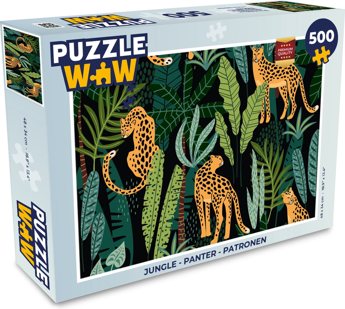 Puzzel Jungle - Panter - Patronen - Jongens - Meiden - Planten - Legpuzzel - Puzzel 500 stukjes