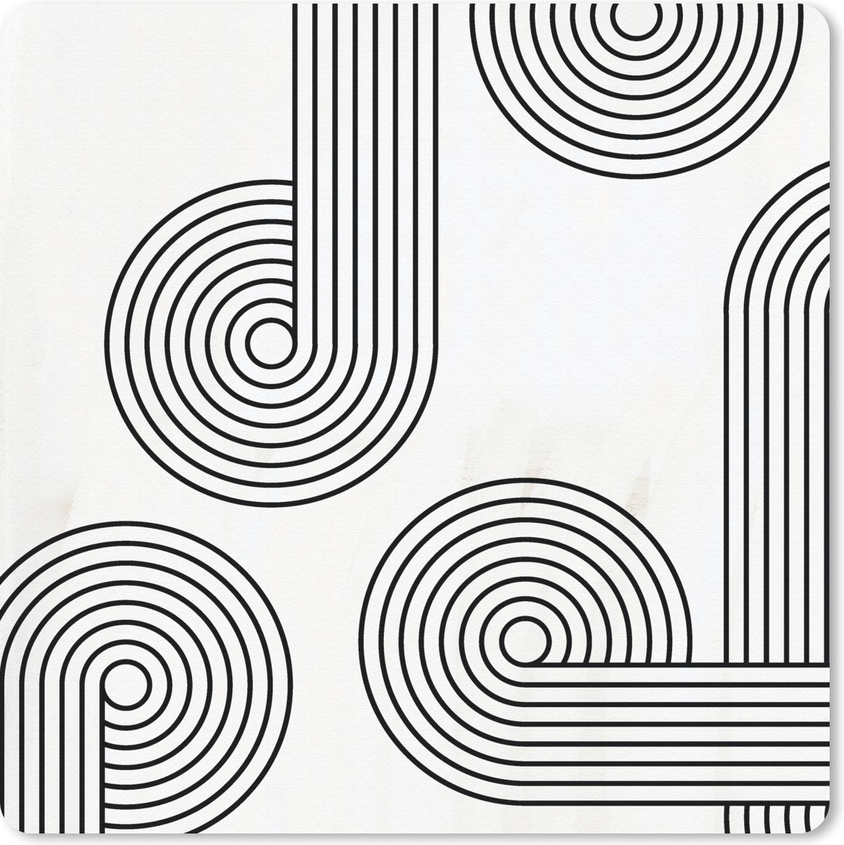 Muismat 20x20 cm - Mousepad Abstract - Lijnen - Zwart - Grijs - Muismatten