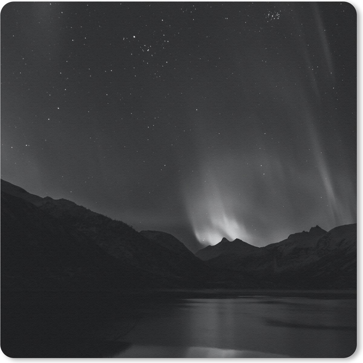 Muismat 20x20 cm - Mousepad Bergen - Noorderlicht - Ruimte - Muismatten
