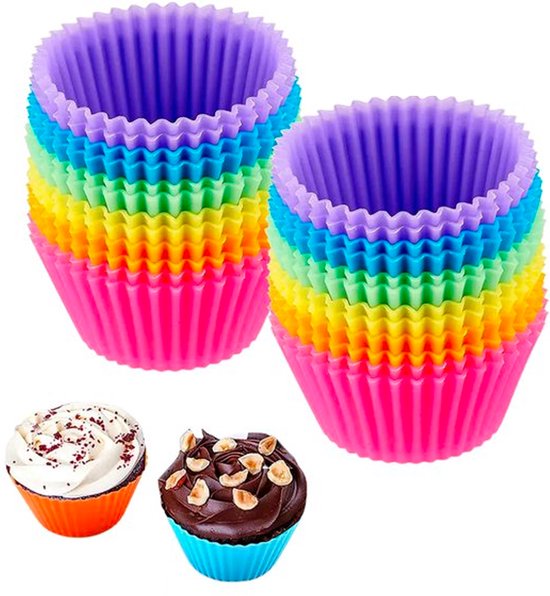 Moules à cupcakes en Siliconen colorés 24 pièces - Moules de