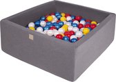 Vierkante ballenbak incl. 400 bollen - 110x110x40 cm - Donkergrijs - Rood, Geel, Parelwit, Parelblauw