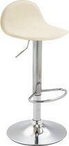 Barkruk Devyn - Beige - Chroom - Modern Design - Set van 1 - In Hoogte Verstelbaar - Voetsteun - 360 Rotatie - Voor Keuken en Bar - Gestoffeerde Zitting