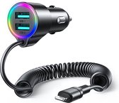 Joyroom Chargeur Voiture Chargeur Lightning & USB-A Chargeur Rapide - 17W (1.5m) [Chargeur Voiture Triple Fast ]