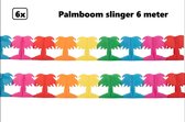 6x Slinger palmboom multicolor 600cm - Carnaval tropical thema feest festival hawai palm party