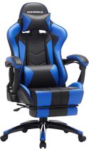 Rootz Gaming Chair - Bureaustoel - Bureaustoel - Werkstoel - Met Verstelbare Armleuningen En Voetensteun - Zwart-Blauw - 66 x 73 x (123,5-131,5) cm