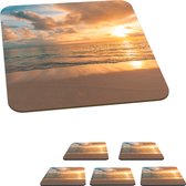 Onderzetters voor glazen - Strand - Zomer - Zonsondergang - Wolken - Zee - 10x10 cm - Glasonderzetters - 6 stuks
