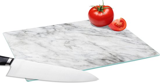 TMK ArtDeko Glazen snijplank voor de keuken, 40 x 30 cm, robuust, hygiënisch en antislip, glazen snijplank, extra werkblad, veelzijdig gebruik