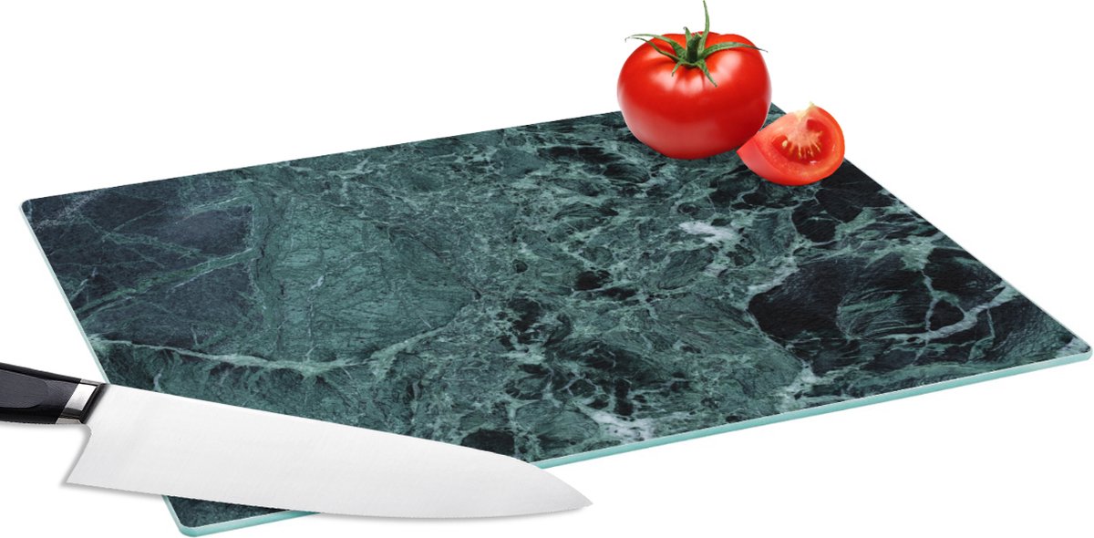 Glazen Snijplank - 39x28 - Marmer - Steen - Textuur - Marmerlook - Design - Snijplanken Glas
