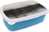 Broodtrommel Blauw - Lunchbox - Brooddoos - Goud - Abstract - Luxe - 18x12x6 cm - Kinderen - Jongen