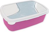 Broodtrommel Roze - Lunchbox - Brooddoos - Blauw - Minimalisme - Abstract - 18x12x6 cm - Kinderen - Meisje
