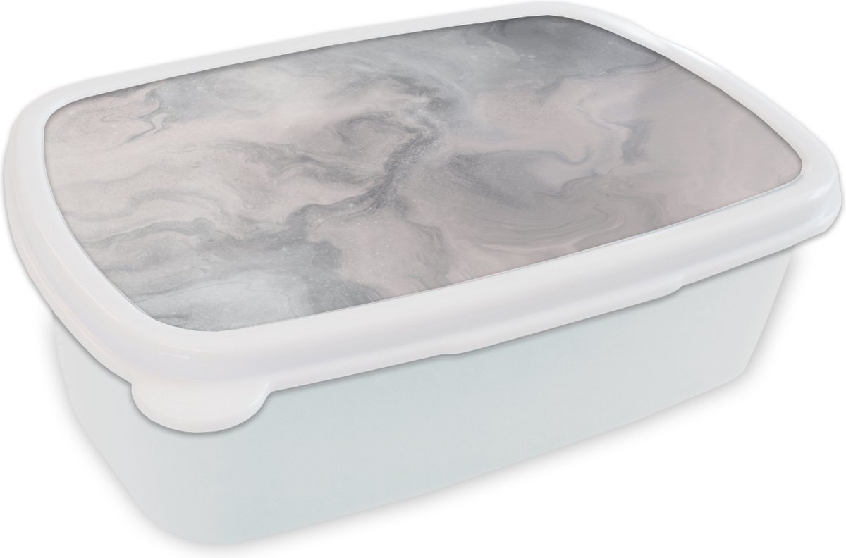 Broodtrommel Wit - Lunchbox - Brooddoos - Wolken - Abstract - Verf - 18x12x6 cm - Volwassenen