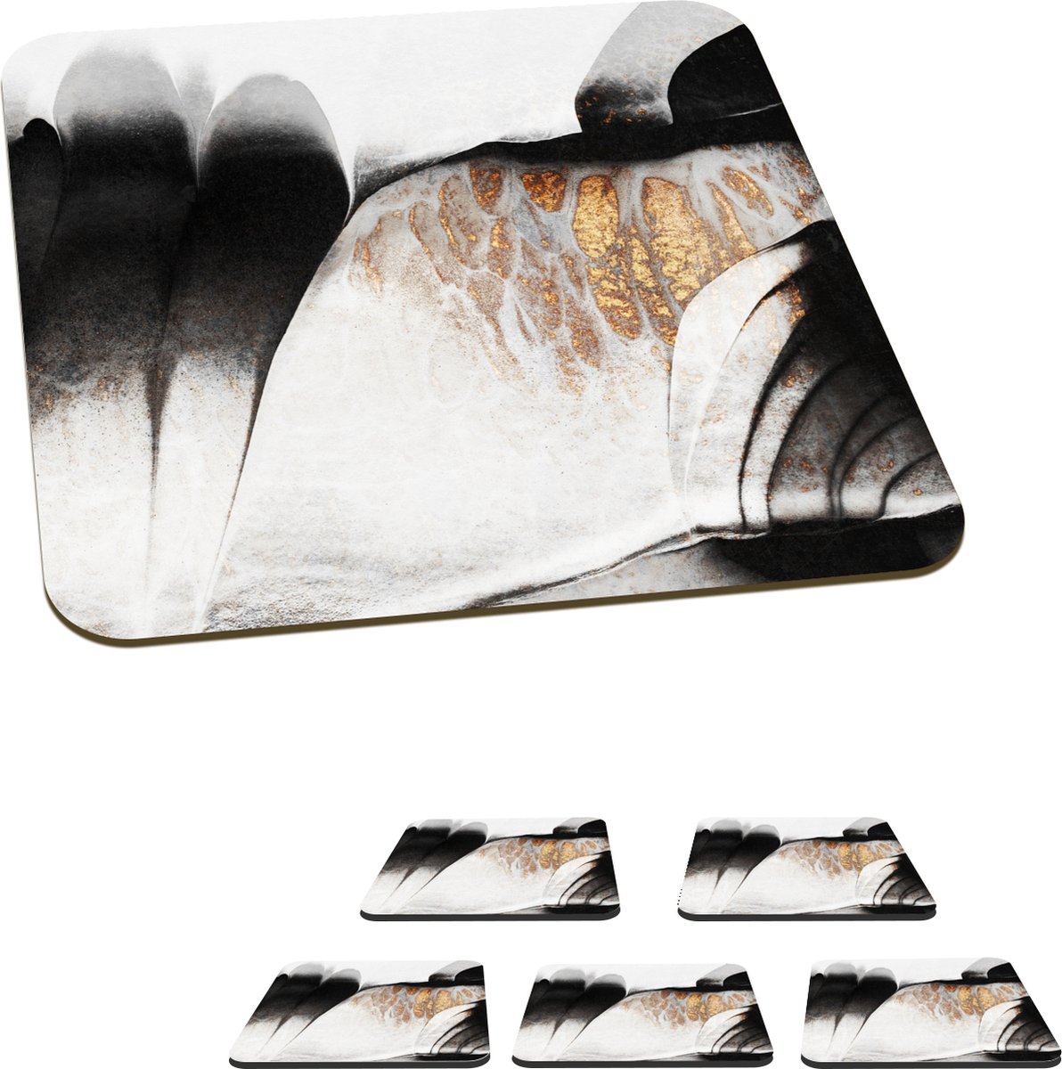 Onderzetters voor glazen - Goud - Abstract - Design - 10x10 cm - Glasonderzetters - 6 stuks