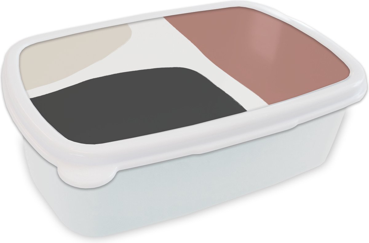 Broodtrommel Wit - Lunchbox - Brooddoos - Pastel - Abstract - Design - 18x12x6 cm - Volwassenen