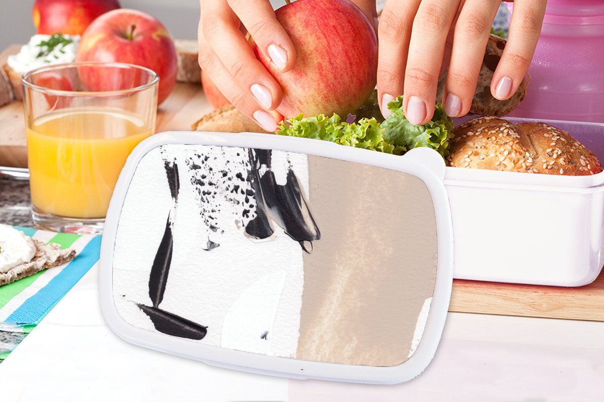 Broodtrommel Wit - Lunchbox - Brooddoos - Verf - Design - Abstract - 18x12x6 cm - Volwassenen