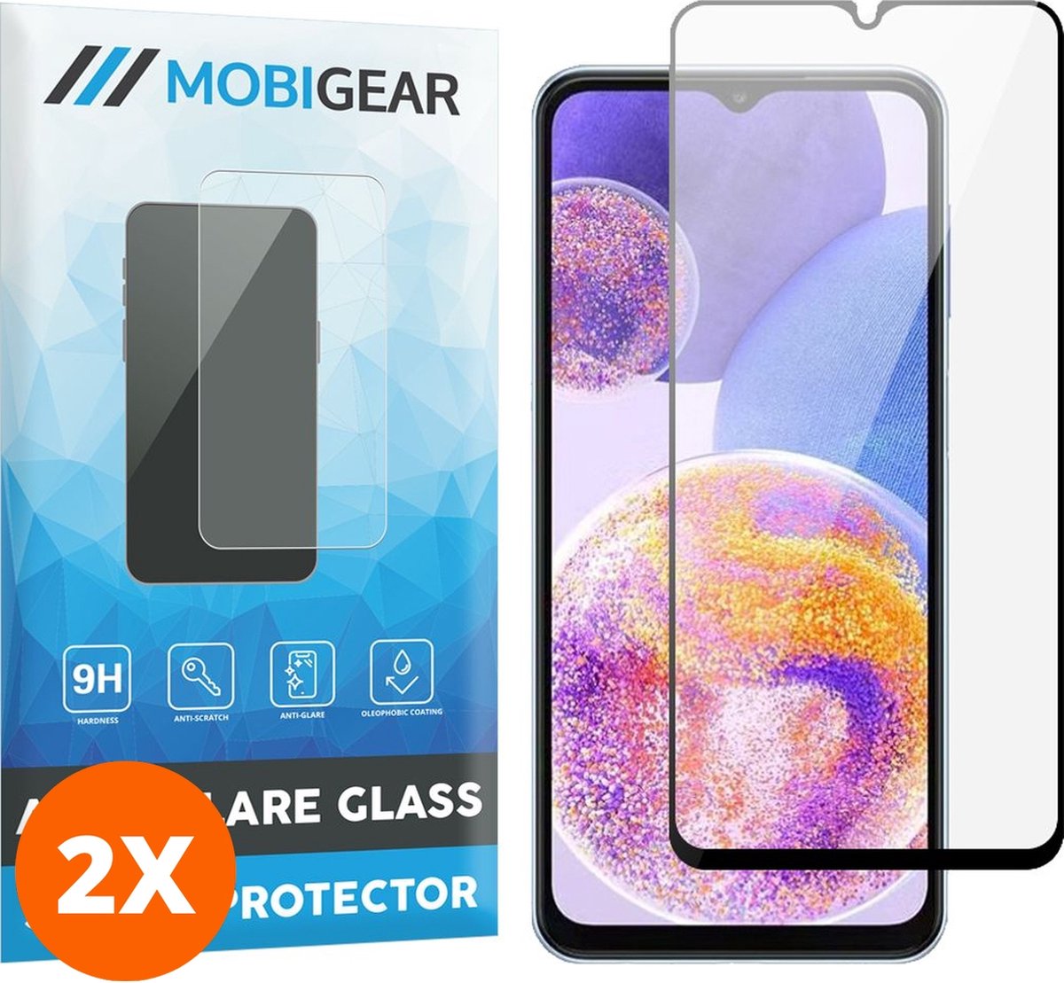 Mobigear Screenprotector geschikt voor Samsung Galaxy A24 Glazen | Mobigear Premium Screenprotector - Case Friendly - Zwart (2-Pack)