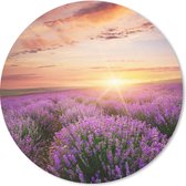 Muismat rond 20x20 cm - Mousepad Lavendel - Zon - Bloemen - Ronde muismatten