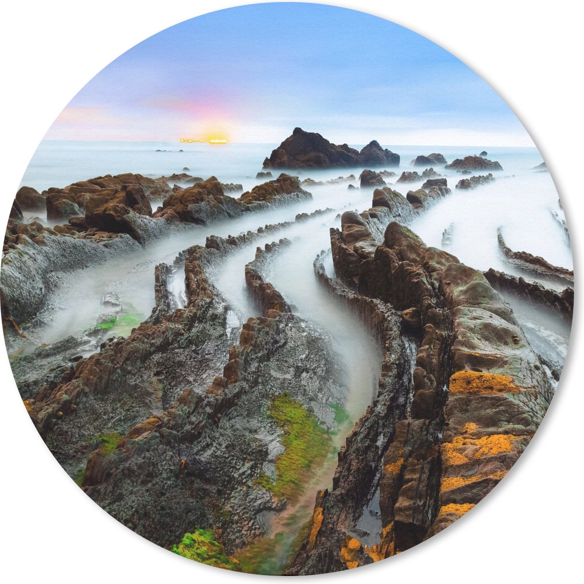 Muismat rond 20x20 cm - Mousepad Mist - Rotsen - Water - Natuur - Ronde muismatten
