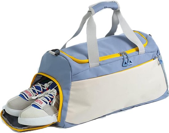 vrouwen sporttas, grote sporttas, sporttas, reistas, sporttas met nat en schoen compartiment, reizen, lichtgewicht waterdichte sporttas, Handbagage tas, voor sport, fitness en reizen, blauw