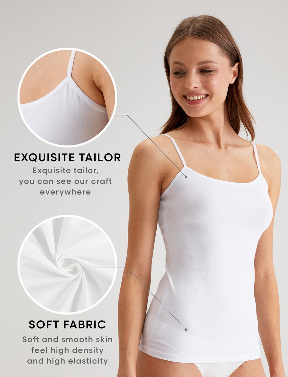 Viuma Dames Wit V100412 2-Eco Pack Katoenen Hemd Onderhemd Topje Dagelijks Comfort Hoogwaardig Kwaliteit