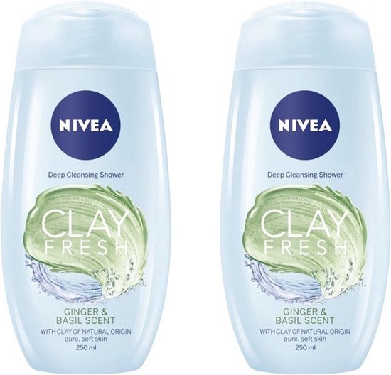 Foto: Nivea douchegel clay fresh ginger basil 2 x 250 ml