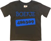 T-shirt Kinderen "Boefje 486309" | korte mouw | zwart/blauw | maat 86/92