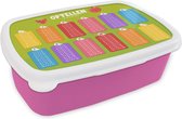 Broodtrommel Roze - Lunchbox - Brooddoos - Kinderkamer - Optellen - Educatief - Meiden - Jongetjes - Kinderen - Kindje - 18x12x6 cm - Kinderen - Meisje