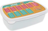 Broodtrommel Wit - Lunchbox - Brooddoos - Kinderkamer - Delen - Rekenen - Meiden - Jongetjes - Kinderen - Kind - 18x12x6 cm - Volwassenen